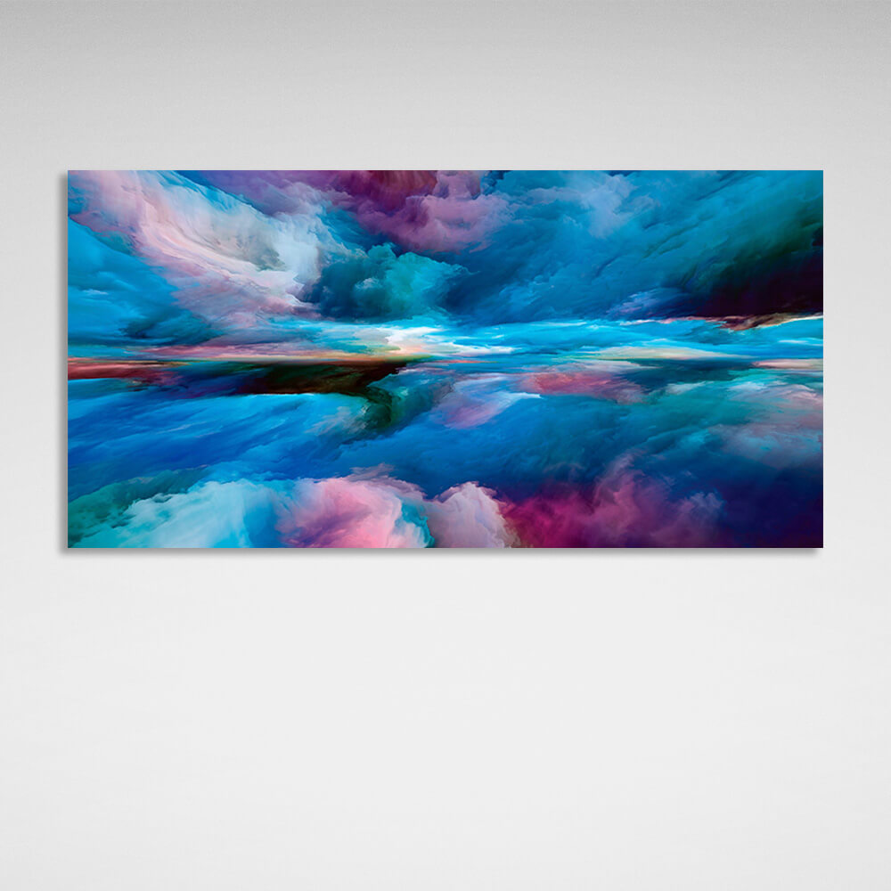 Blue abstraction with red hues Abstraction Canvas Wall Art Print