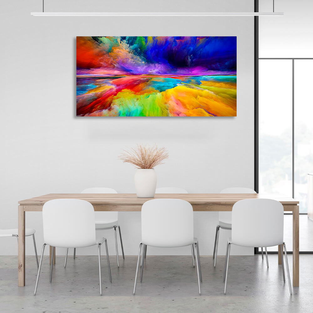 Yellow blue and red Abstraction Canvas Wall Art Print