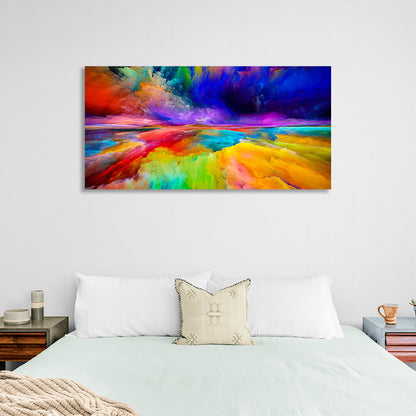 Yellow blue and red Abstraction Canvas Wall Art Print