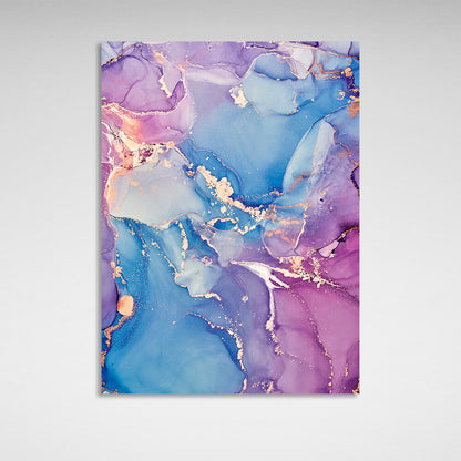 Gently purple abstract with blue color and gold lines Abstraction Canvas Wall Art Print