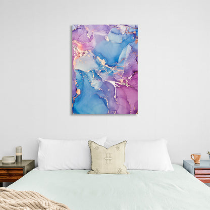 Gently purple abstract with blue color and gold lines Abstraction Canvas Wall Art Print