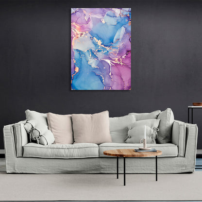 Gently purple abstract with blue color and gold lines Abstraction Canvas Wall Art Print