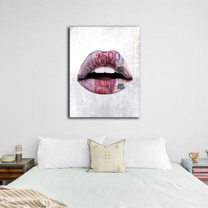 Lips are white euros Canvas Wall Art Print