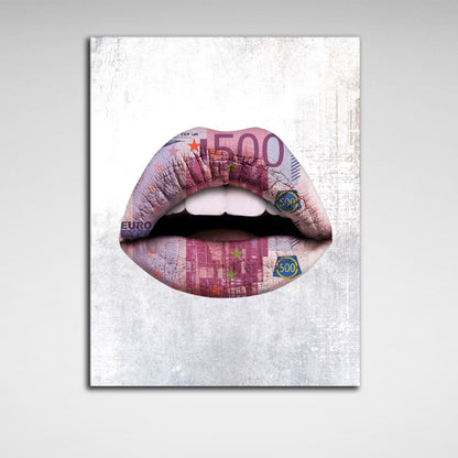 Lips are white euros Canvas Wall Art Print