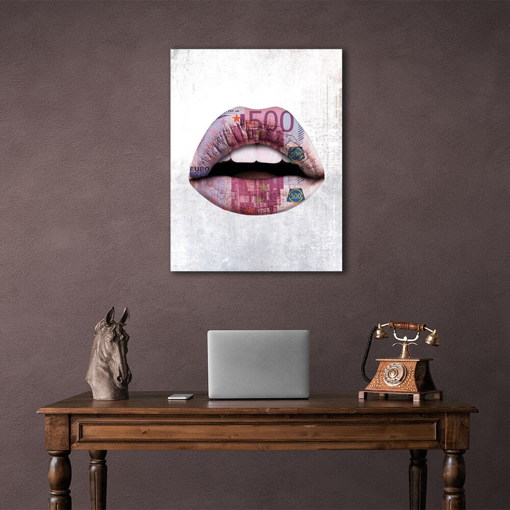 Lips are white euros Canvas Wall Art Print