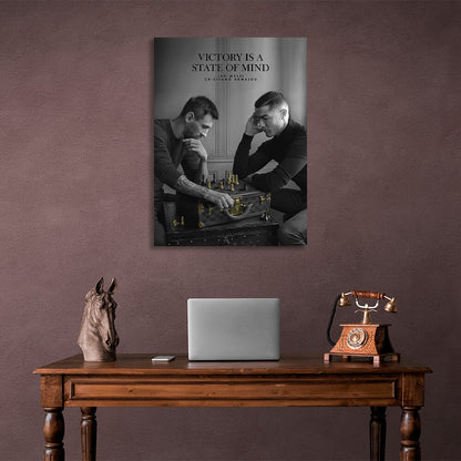 Messi and Ronaldo are playing chess Motivational Canvas Wall Art Print