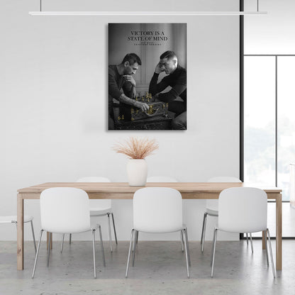 Messi and Ronaldo are playing chess Motivational Canvas Wall Art Print