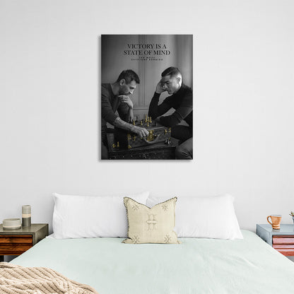 Messi and Ronaldo are playing chess Motivational Canvas Wall Art Print