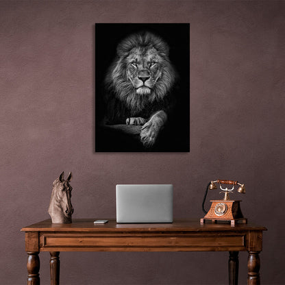 Lion on a black background Canvas Wall Art Print