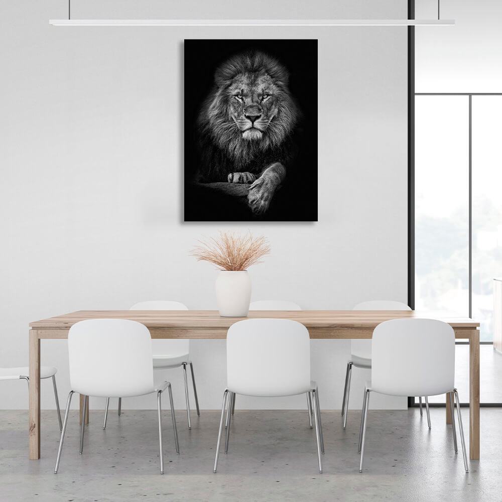 Lion on a black background Canvas Wall Art Print