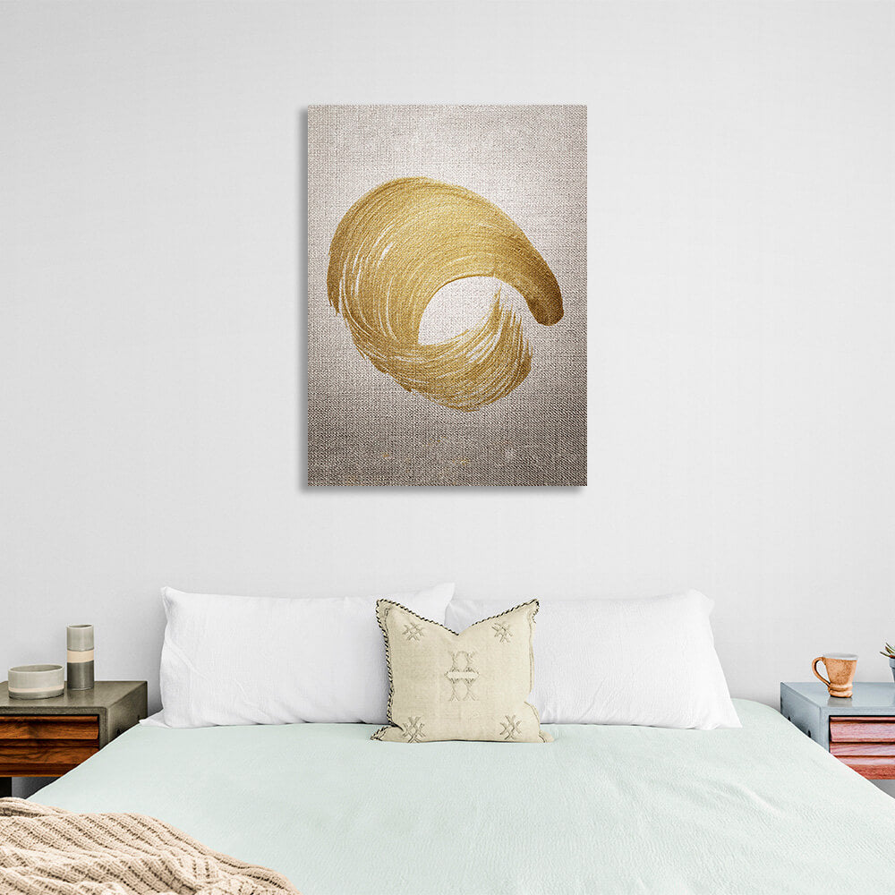 A golden stroke on a gray background Canvas Wall Art Print