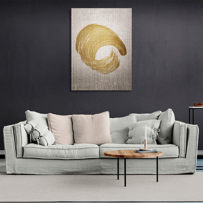 A golden stroke on a gray background Canvas Wall Art Print