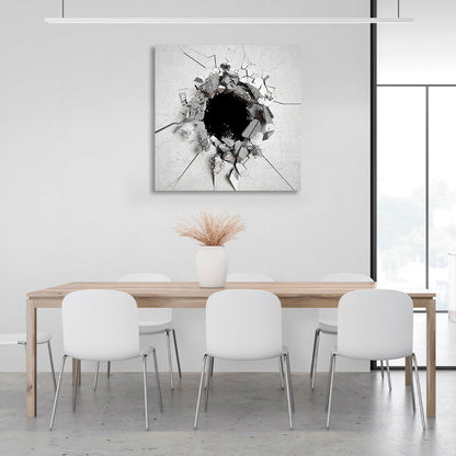 A round hole in the gray stone Canvas Wall Art Print