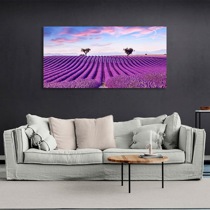 Lavender field in purple flowers Canvas Wall Art Print