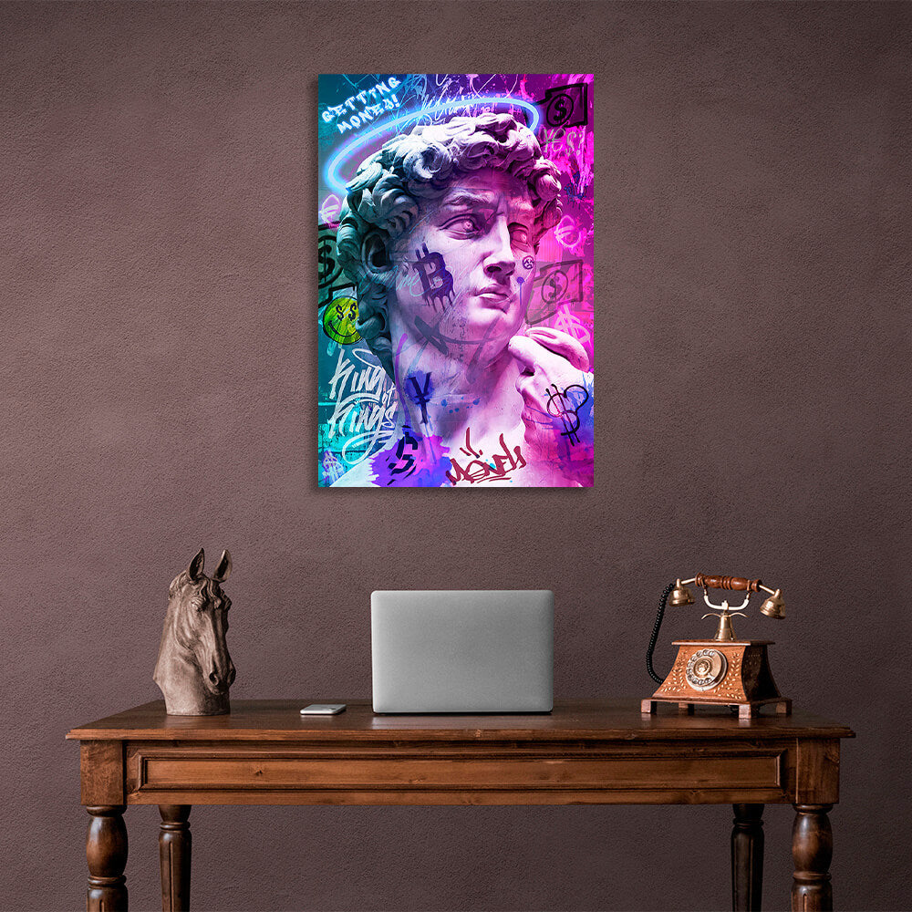 Statue of David graffiti Canvas Wall Art Print