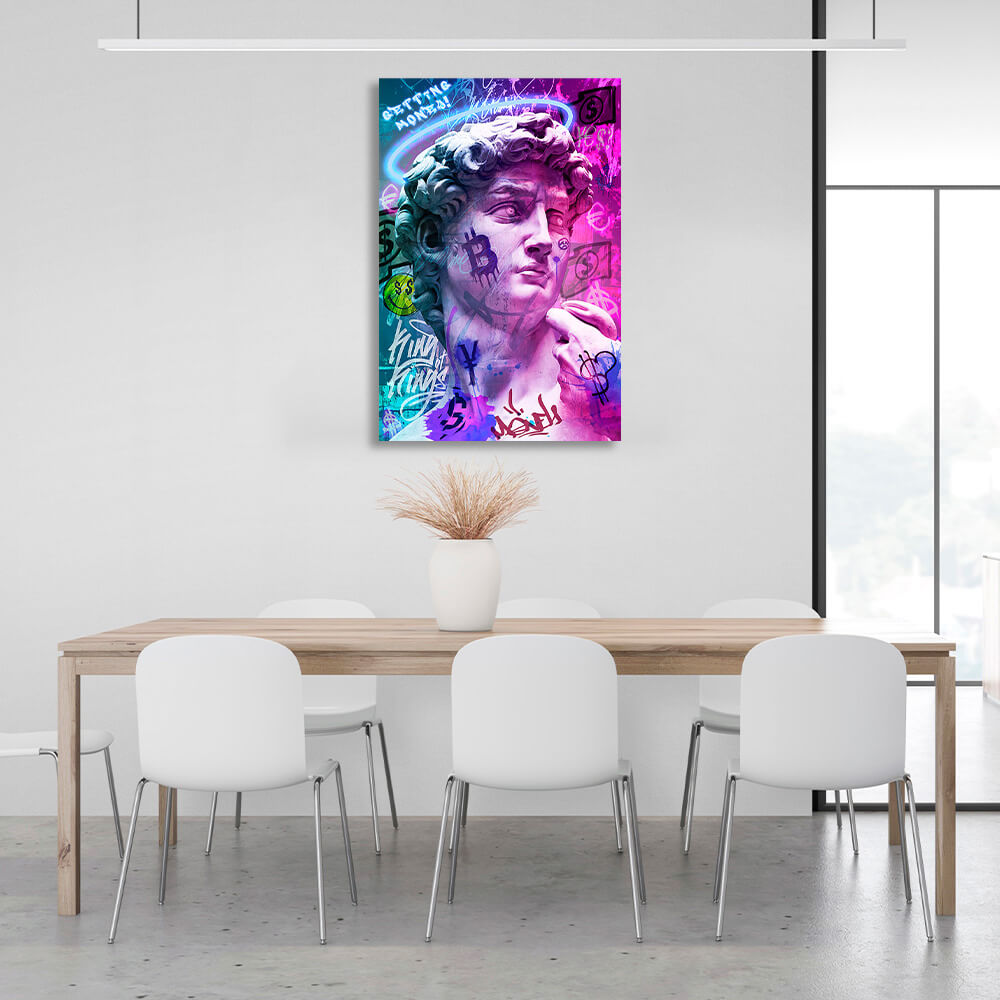 Statue of David graffiti Canvas Wall Art Print