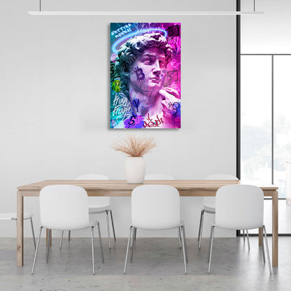 Statue of David graffiti Canvas Wall Art Print