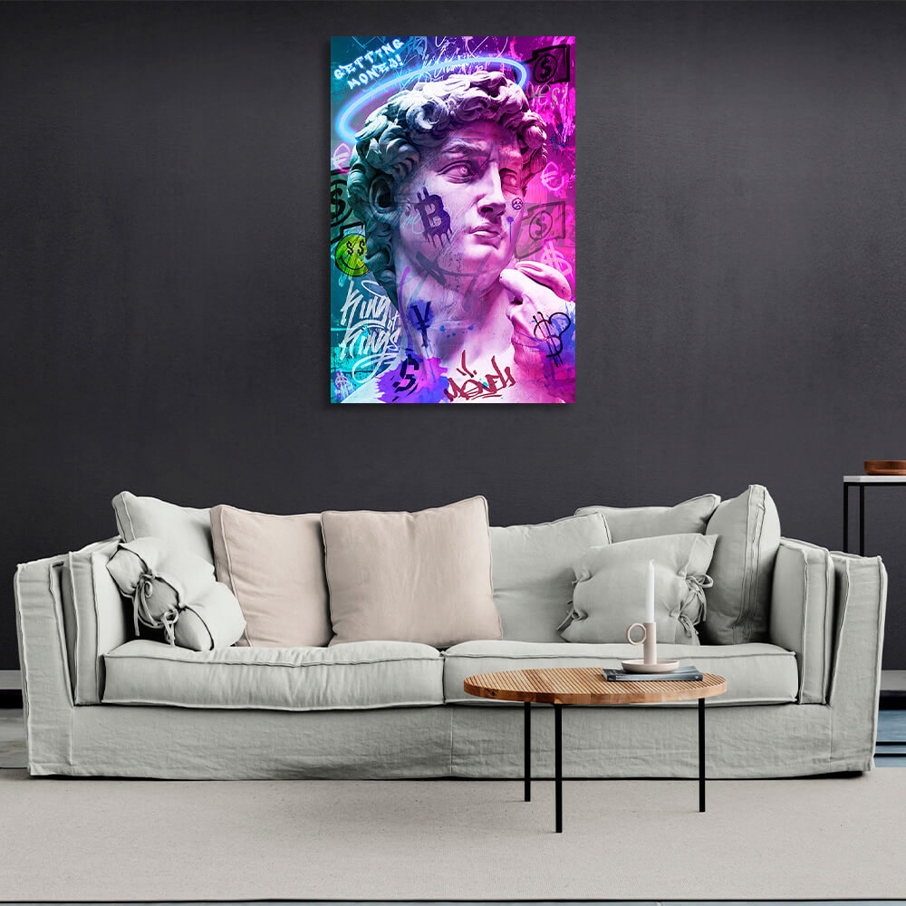 Statue of David graffiti Canvas Wall Art Print