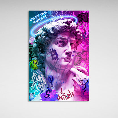 Statue of David graffiti Canvas Wall Art Print