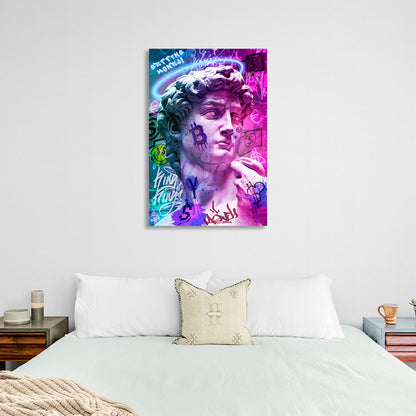 Statue of David graffiti Canvas Wall Art Print