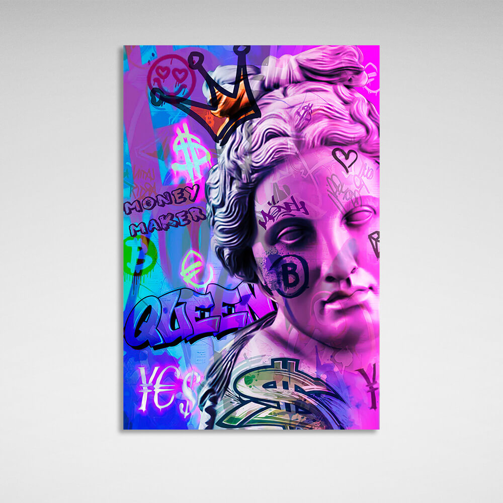 Statue Venus graffiti Canvas Wall Art Print