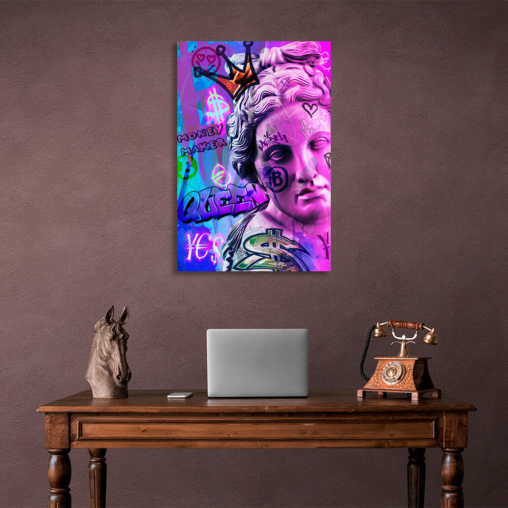 Statue Venus graffiti Canvas Wall Art Print