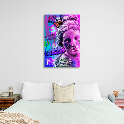 Statue Venus graffiti Canvas Wall Art Print