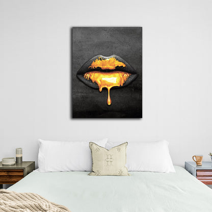 Lips of gold Canvas Wall Art Print