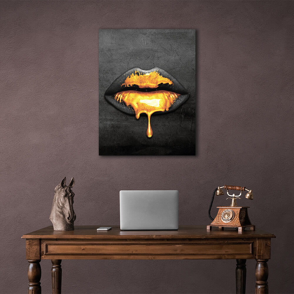 Lips of gold Canvas Wall Art Print