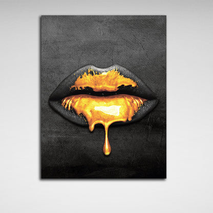 Lips of gold Canvas Wall Art Print