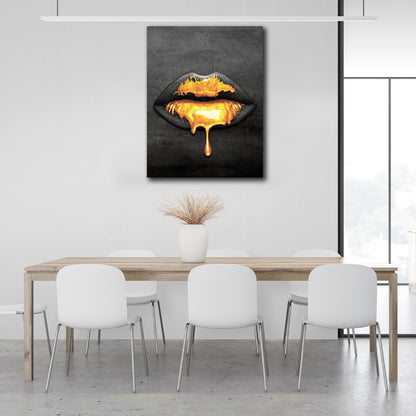 Lips of gold Canvas Wall Art Print