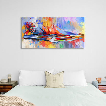 Rainbow abstract lies a woman Abstraction Canvas Wall Art Print