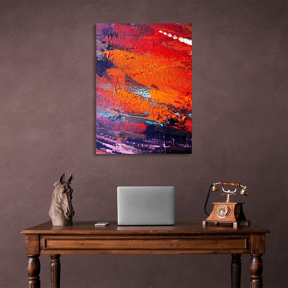 Vertical abstract in red-orange-purple colors Abstraction Canvas Wall Art Print