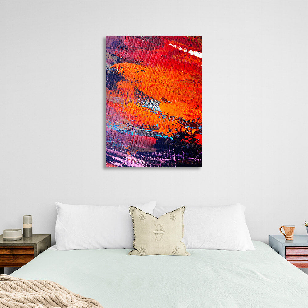 Vertical abstract in red-orange-purple colors Abstraction Canvas Wall Art Print