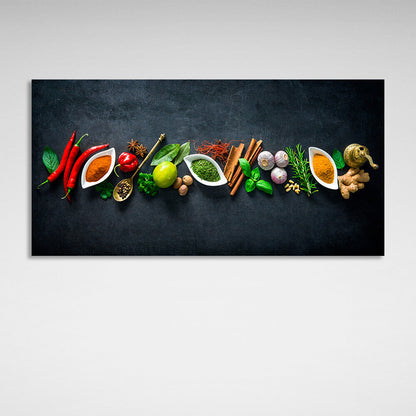 Spices on the table pepper lime garlic garlic ginger Canvas Wall Art Print For Kitchen