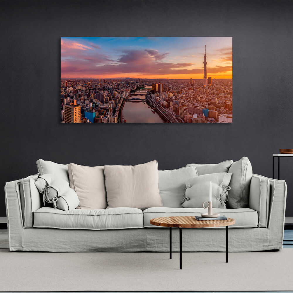 Evening Tokyo City Canvas Wall Art Print