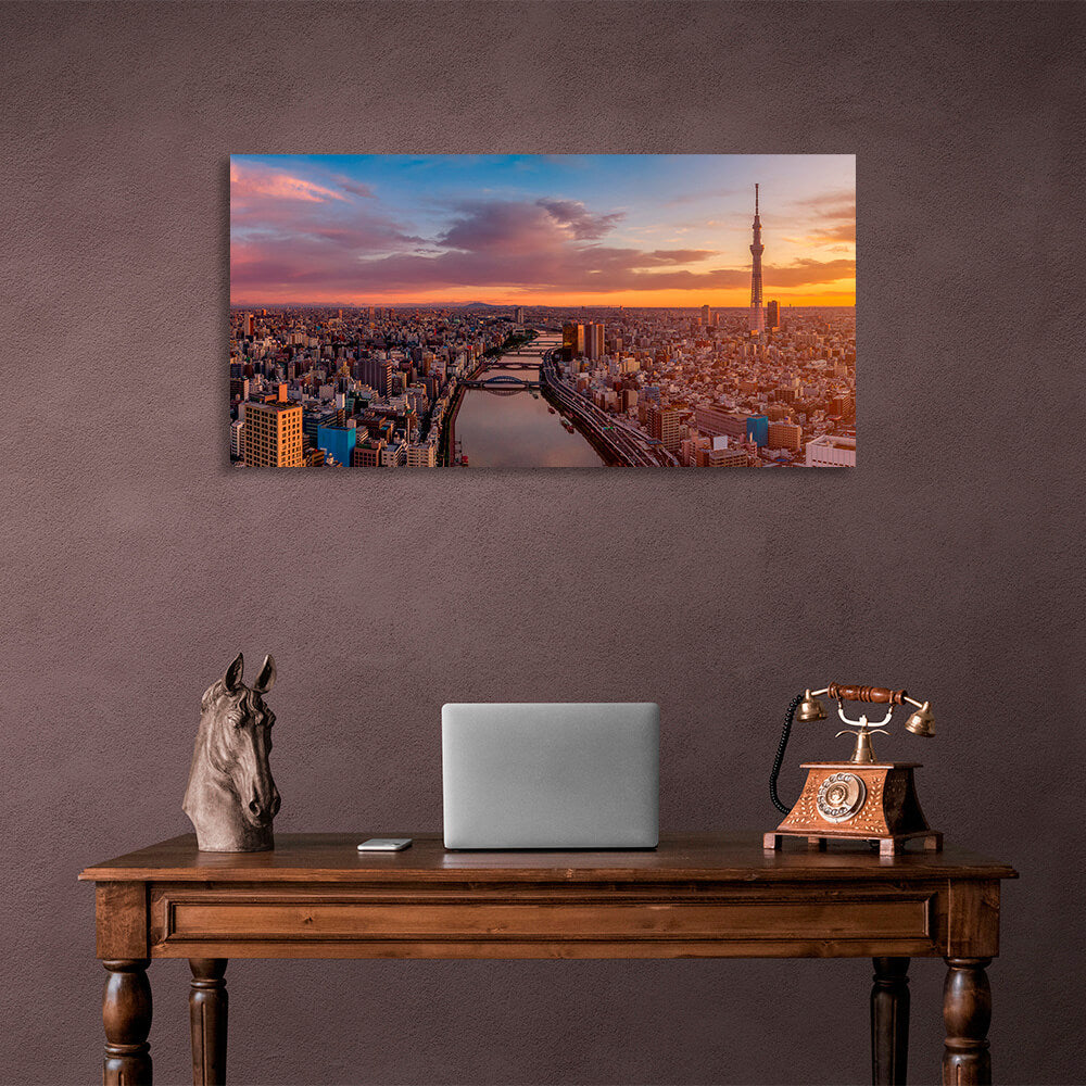 Evening Tokyo City Canvas Wall Art Print