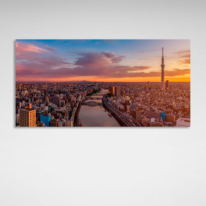 Evening Tokyo City Canvas Wall Art Print