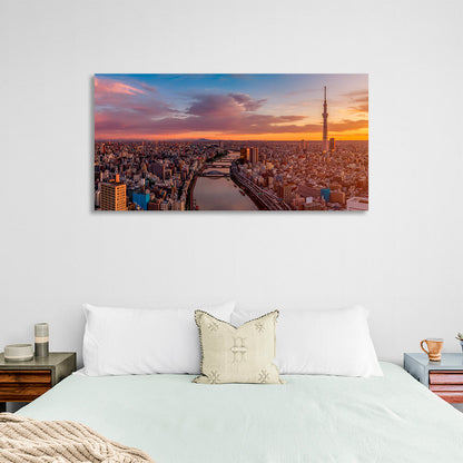 Evening Tokyo City Canvas Wall Art Print