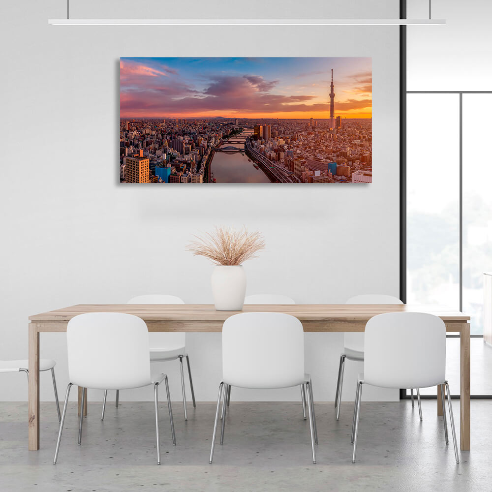 Evening Tokyo City Canvas Wall Art Print