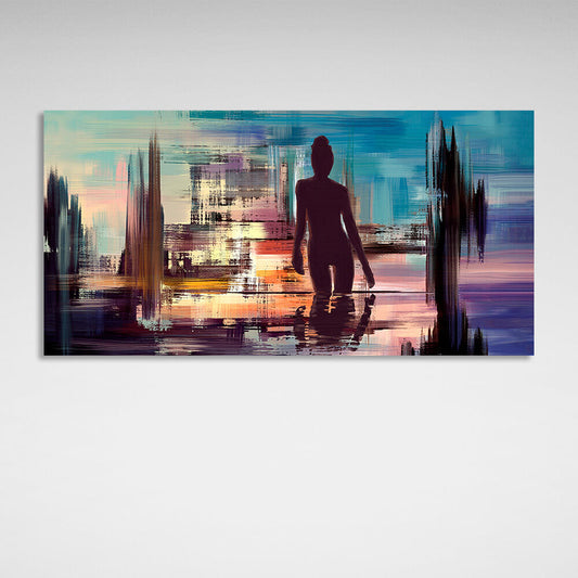 Abstraction of a woman in water Canvas Wall Art Print