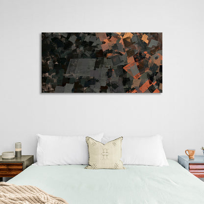 Gray and black abstract with a red hue Abstraction Canvas Wall Art Print