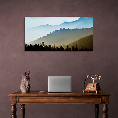 Landscape forest and mountains Canvas Wall Art Print