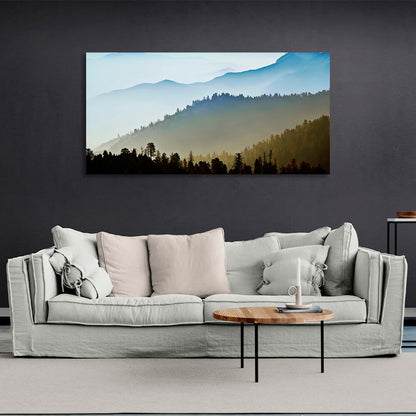 Landscape forest and mountains Canvas Wall Art Print