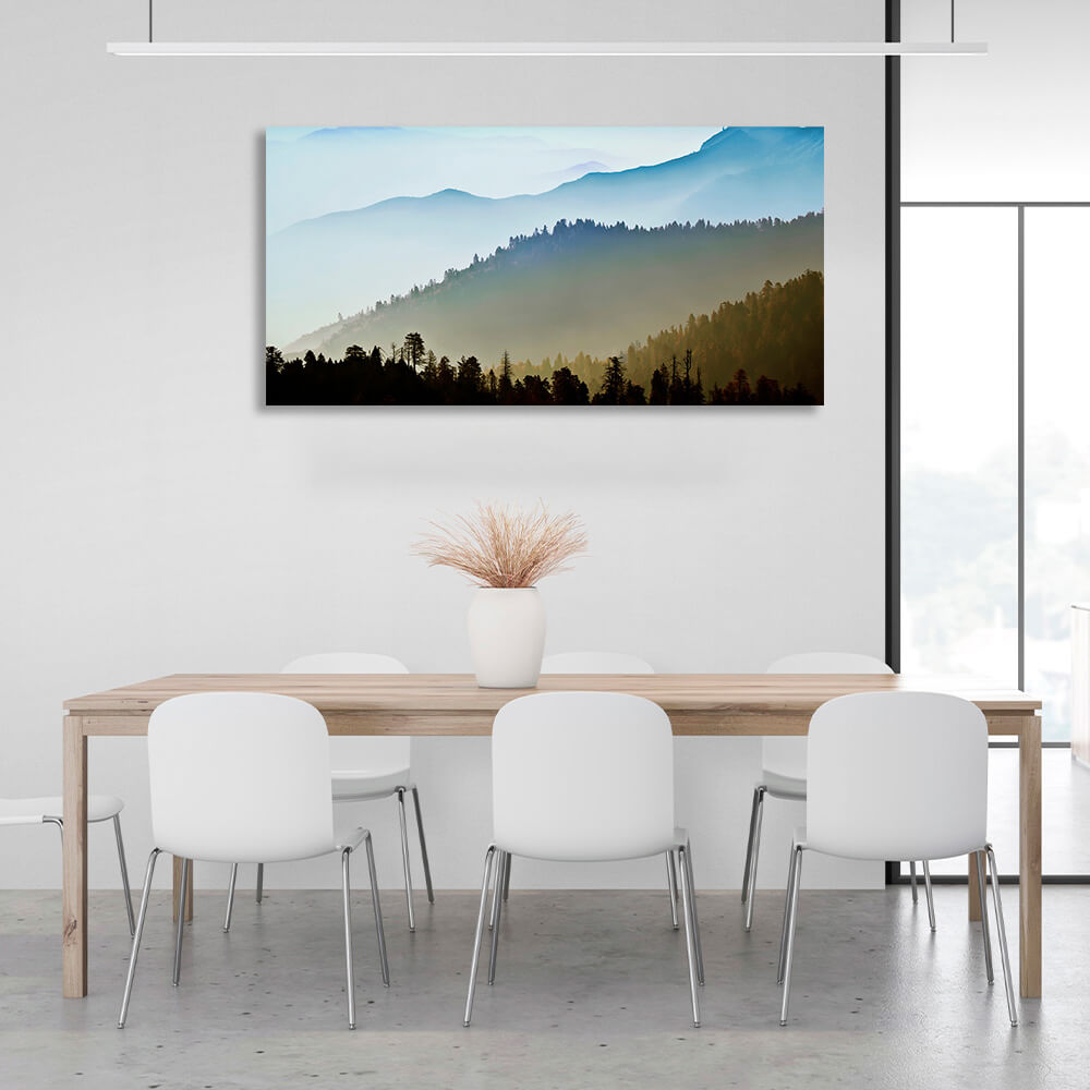 Landscape forest and mountains Canvas Wall Art Print