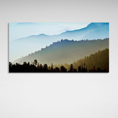 Landscape forest and mountains Canvas Wall Art Print