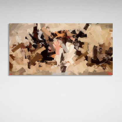 Beige abstract with darker shades of black and brown Abstraction Canvas Wall Art Print