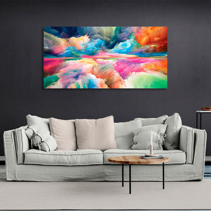 Rainbow abstract in blue red and green colors Abstraction Canvas Wall Art Print