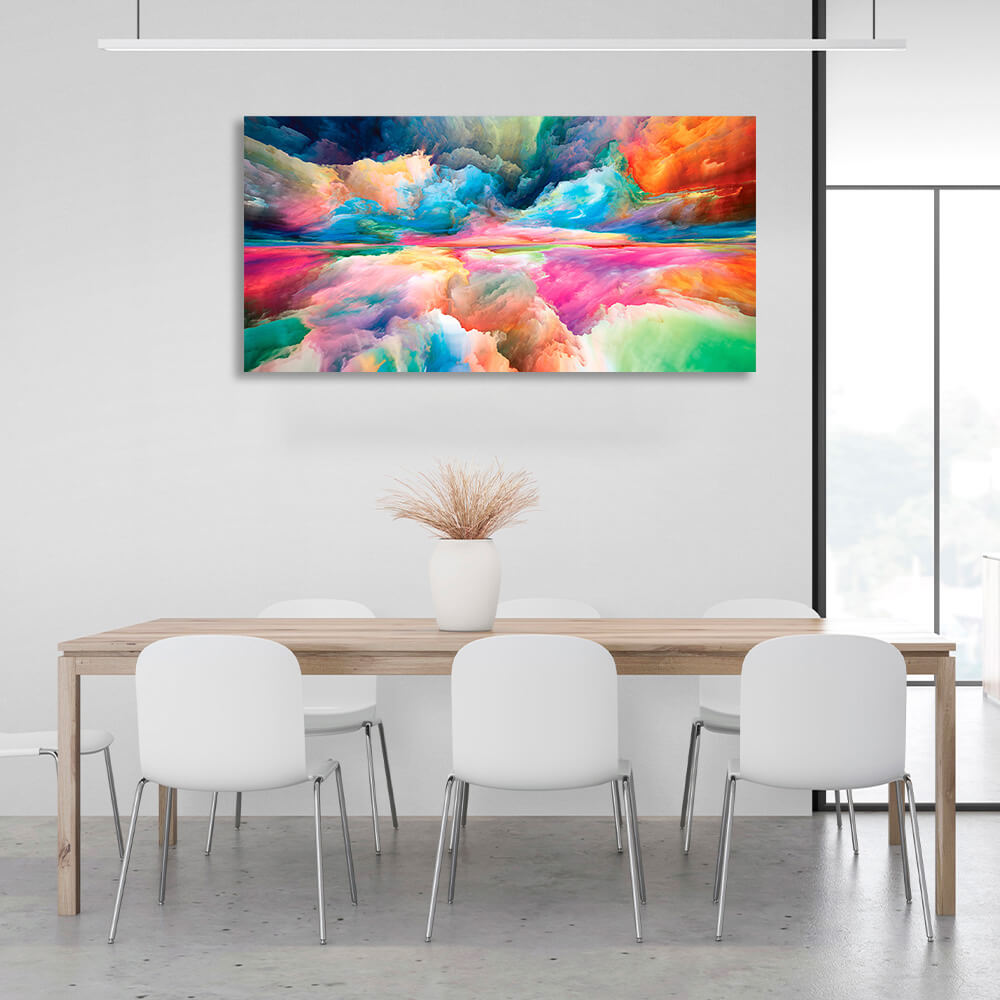 Rainbow abstract in blue red and green colors Abstraction Canvas Wall Art Print