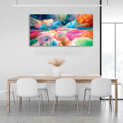 Rainbow abstract in blue red and green colors Abstraction Canvas Wall Art Print